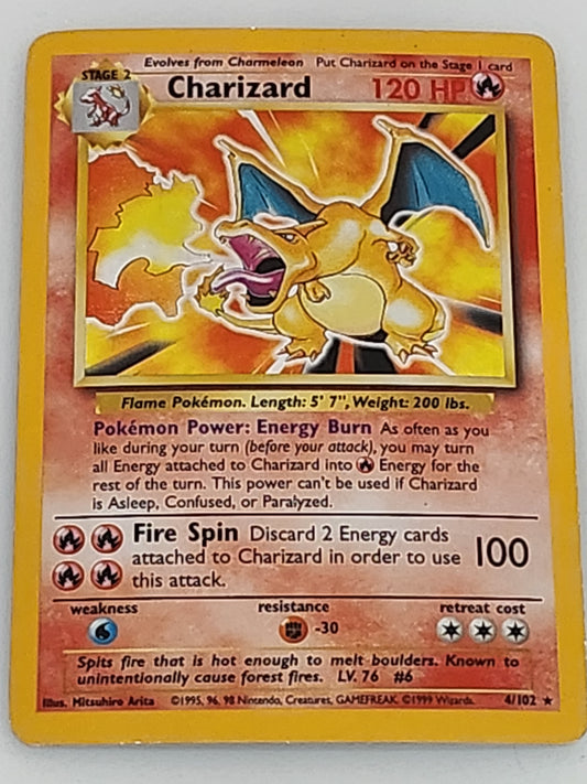 1999 Pokemon Game Charizard Holo Ungraded 4/102 Unlimited Base Set Rare Card 4