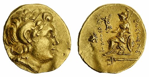Kingdom of Thrace, AV Stater (323-281 BC.) LYSIMACHOS, posthumous issue Alexander III the Great, Byzantion, c. (250-230), VF. Ex Baldwins/Spinks purchase