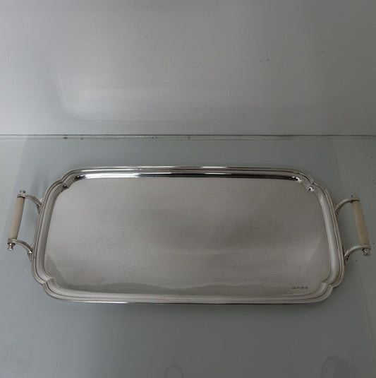20th Century Modern Art Deco Sterling Silver Tea & Coffee Tray Sheffield 1936 Edward Viners - Collectible